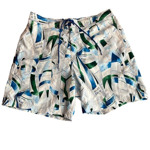Nautica White / Blue / Green Swim Trunks Size Large - Picture 1 of 8